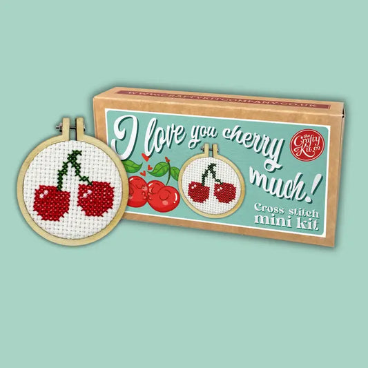 I Love You Cherry Much Cross Stitch Mini Kit (with keyring)