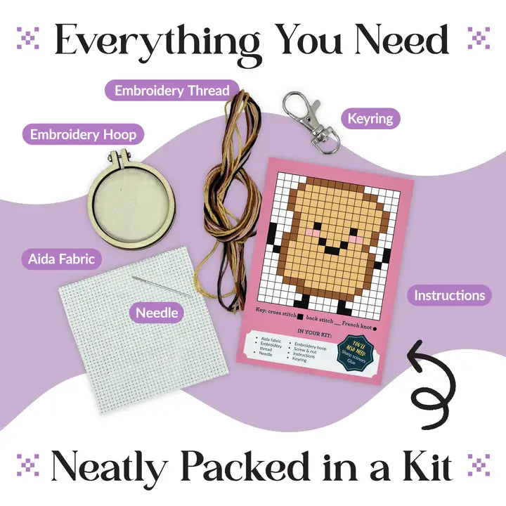 A Birthday Toast! Mini Matchbox Cross Stitch Kit (with keyring)