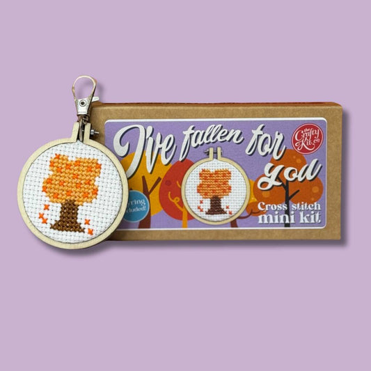 I've Fallen For You Mini Matchbox Cross Stitch Kit (with keyring)